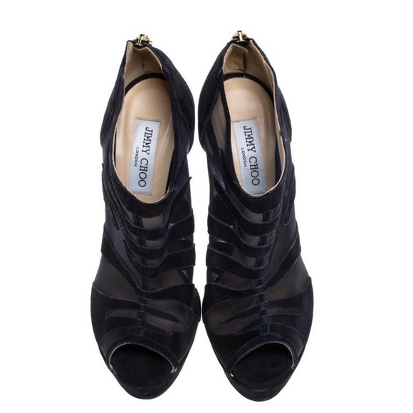 Jimmy Choo Kerfield Black Suede Peep Toe Heels. Size U.S. 6.5/EU 36.5 - Picture 7 of 10